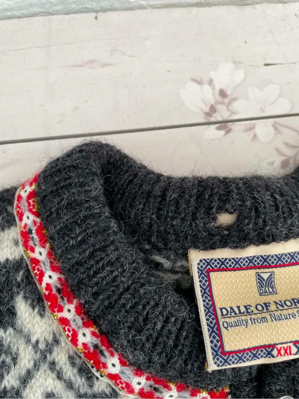 Dale of Norway Black, White & Red Nordic Wool Cardigan